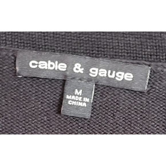 Cable & Gauge Womens Thin Cardigan Sweater M Black White Y2K Minimalist Preppy - Picture 9 of 9